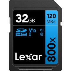 Memoria Lexar 32GB SDHC™ 800x Class 10, U1, V10 (120MB/s read)