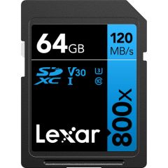Memoria Lexar 64GB 800X U3 SDXC/UHS-I Clase 10 120MB/S