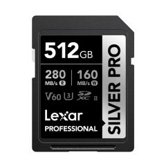 Memoria Lexar 512GB SDXC Silver Pro Class 10, U3, V60,  up to 280MB/s read, up to 160MB/s write