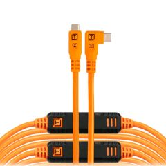 Cable USB-C TetherPro Optima de Tether Tools (9,4 m, naranja de alta visibilidad, ángulo recto)