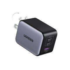 Cargador de Pared Ugreen 3 puertos Carga rapida  2 Usb-C y 1 Usb A   Gan II  65w
