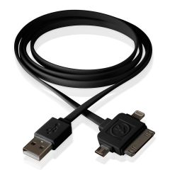 Cable USB Calamari 3 En 1 Lightning, 30 Pin, Micro USB Negro Outdoor Tech