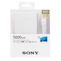 Cargador portatil Sony de polímeros de iones de Litio 15,000MAH Plata