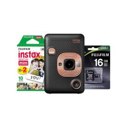 Cámara Fujifilm Instax Mini LiPlay negra + SD 16GB + 2 Pack