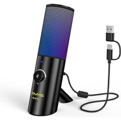 Microfono 7RYMS Para Podcast USB con luz RGB