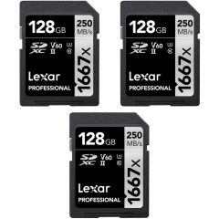 Memoria Lexar 128GB 1667X SDHC - 3 Piezas