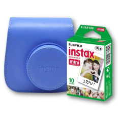 Estuche Fujifilm Instax Piel Mini 9 Cobalto + Película