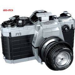 Rompecabezas de bloques de cámara análoga color plata FY3