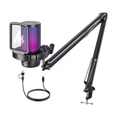 Kit Micrófono Maono DM20s Gamer RGB con Brazo Boom para PC y CEL