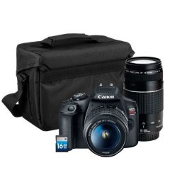 Cámara Canon EOS REBEL T7 Kit Con Lente 18-55mm + EF 75-300mm + tarjeta SD y estuche 200ES Kit Especial Madres 25