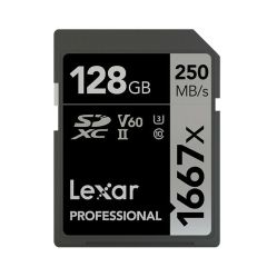 Tarjeta Lexar 128GB 1667X SDHC / SDXC UHS-II C10 U3 V60 Velocidad 250MB/S