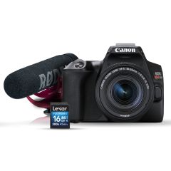 Cámara Canon EOS Rebel SL3 Con EF-S 18-55mm, micrófono RODE y tarjeta SD 16GB Video creator Kit *FM