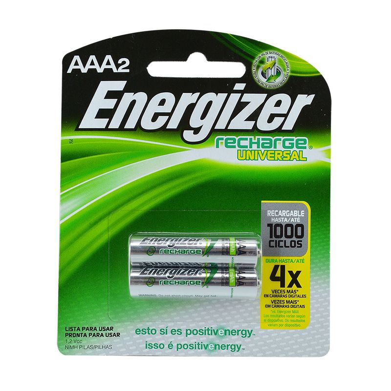 Batería Energizer Recargable AAA C/2 2000MAH NIMH - Fotomecánica