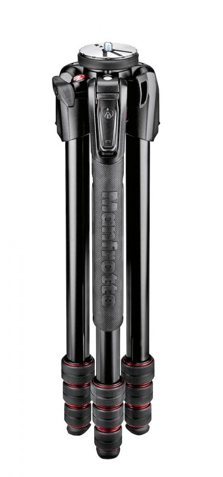 Manfrotto 190 - Trípode de aluminio de 4 secciones con columna horizontal