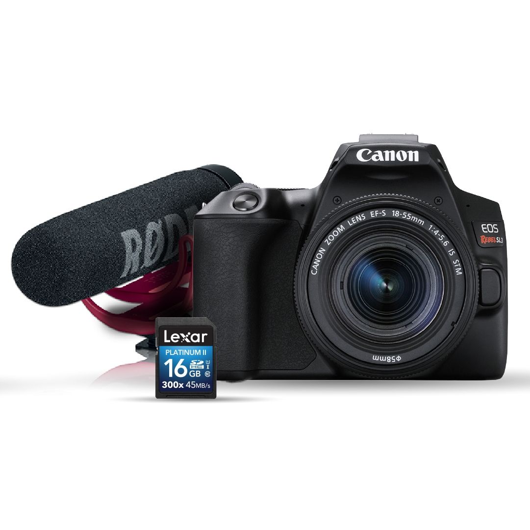 Cámara Canon EOS Rebel SL3 Con 18-55mm, micrófono RODE y tarjeta 16GB Video creator Kit *FM - Fotomecánica