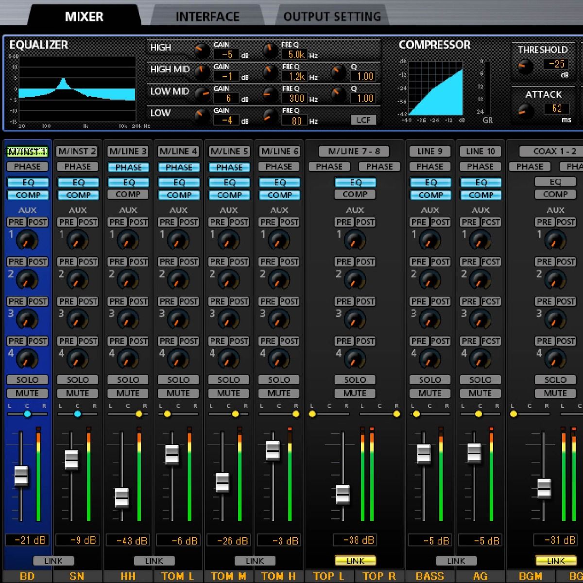 Interfaz de audio USB / MIDI / Matrix Mixer digital con DSP 20 Entradas ...