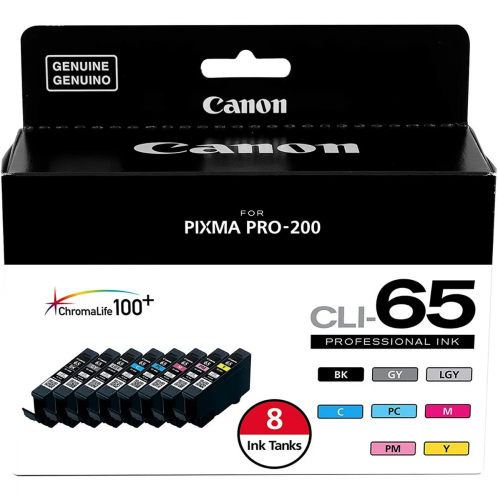 Tintas CLI-65 Canon Kit de 8 para Impresora Canon Pixma PRO-200