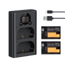 Kit de cargador K&F CONCEPT de batería de ranura doble de 2 baterías LP-E6NH, cámaras Canon