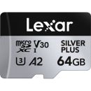 Memoria Lexar Micro 64GB SDXC SILVER PLUS UHS-I U3 V30 A2 205MB/s read, 100MB/s write speed
