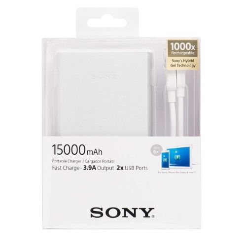 Cargador Portatil Sony  De Polimeros De Iones De Litio 15,000MAH Plata