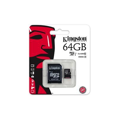 Tarjeta De Memoria Kingston MICROSDXC 64GB Clase 10 G2 C/Adaptador SD