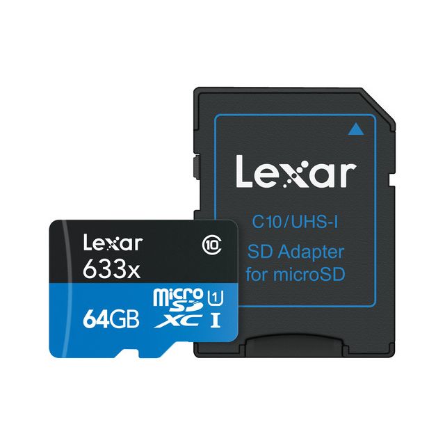 Memoria Lexar 64GB microSDHC 633x microSDXC U High Performance UHS-I Con Adaptador SD
