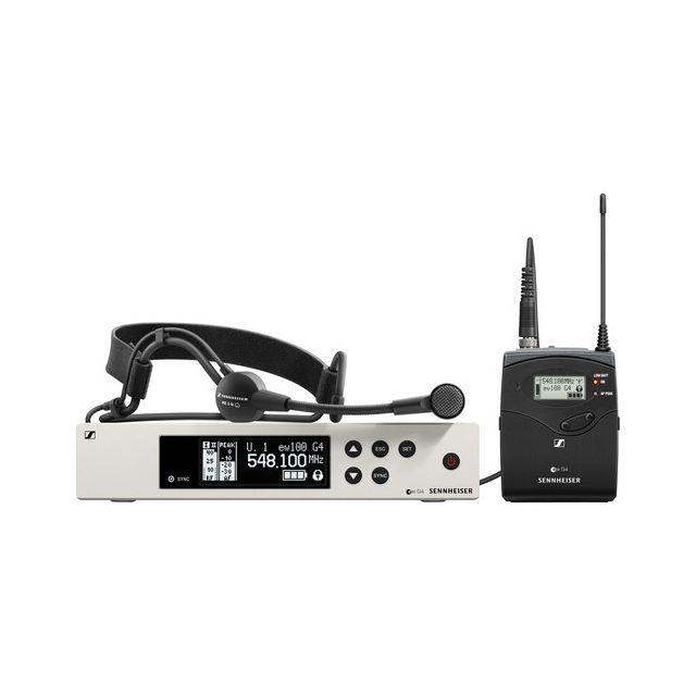 Sistema Sennheiser EW100 G4-ME3-A1 de micrófono de diadema cardioide inalámbrica