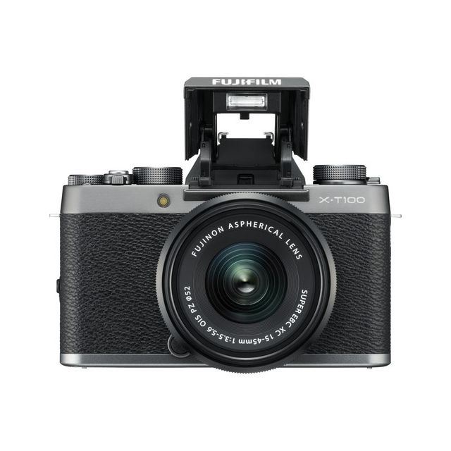 Cámara Fujifilm X-T100 plata con lente XC15-45mm