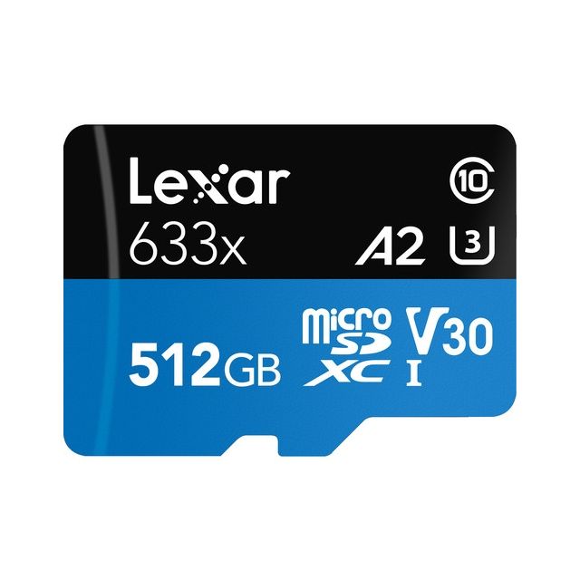 TARJETA DE MEMORIA MICROSDXC 512GB HIGH PERFORMANCE UHS-I CON ADAPTADOR SD LEXAR 633X