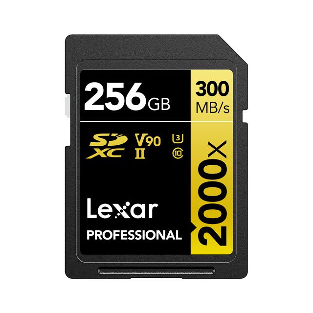 Tarjeta Lexar SDXC 2000x 256GB Clase 10 U3 V90 (up to 300MB/s read, up to 260MB/s write)