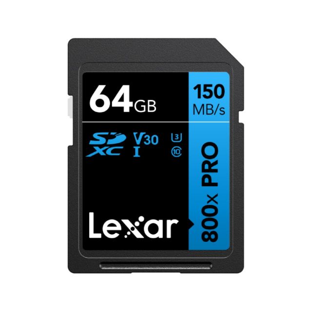 Tarjeta de Memoria Lexar 64GB 800X U3 SDXC/UHS-I Clase 10 120MB/S