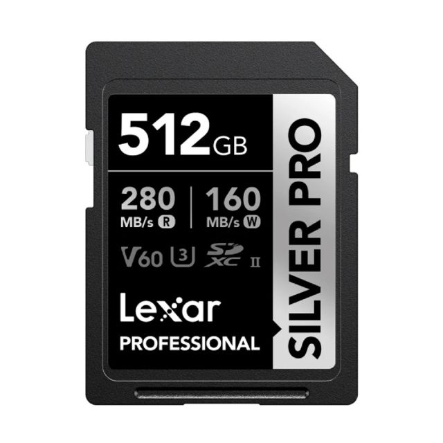Memoria Lexar 512GB SDXC Silver Pro Class 10, U3, V60,  up to 280MB/s read, up to 160MB/s write