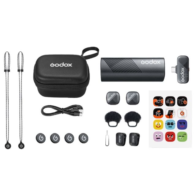 Sistema de micrófono inalámbrico Godox CUBE-SC-KIT-2 con conector USB-C para dispositivos