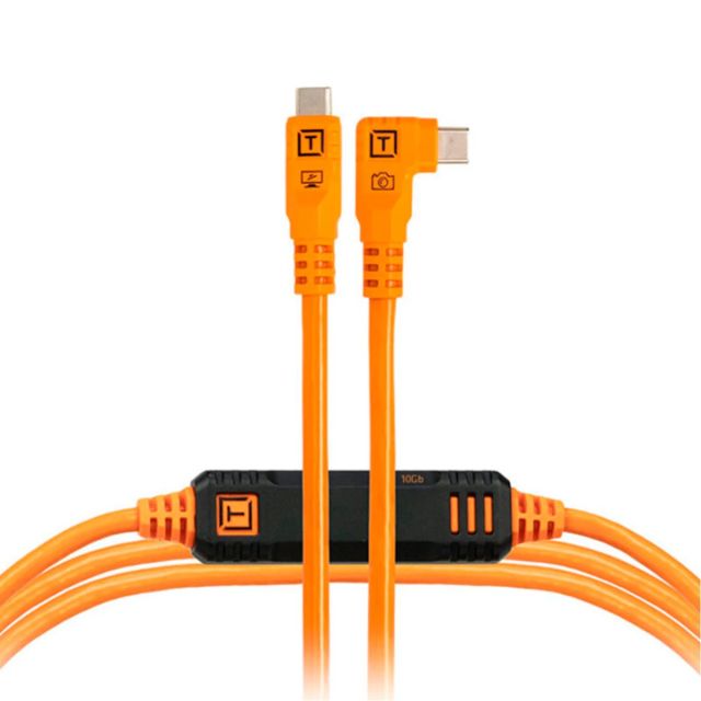 Cable USB-C TetherPro Optima de Tether Tools (4,5 m, naranja de alta visibilidad, ángulo recto) 