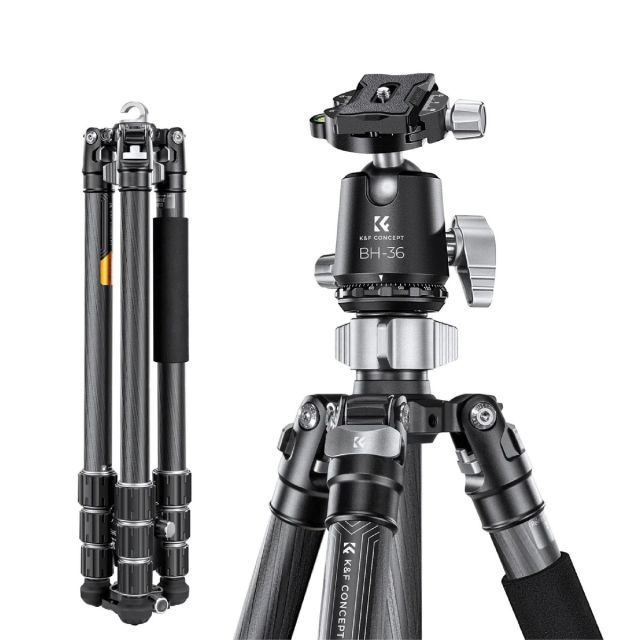 Tripie K&F Concept para Cámara X284C4+BH-36T Fibra de Carbono con Cabezal 360°