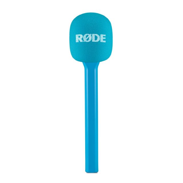 Adaptador de Mano RODE para Wireless GO Azul. Interview GO Blue Handle and pop filter attachment for Wireless GO