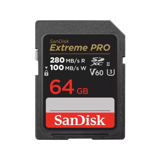 Memoria SanDisk SD 64GB UHS-II U3 V60 EXTREME PRO 280 MB/s