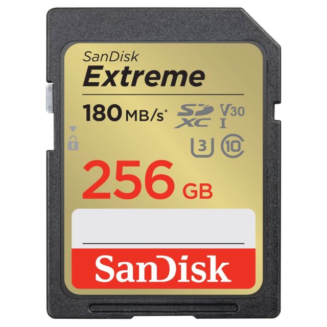 Memoria SanDisk SD 256GB UHS-I U3 V30 EXTREME 180 MB/s