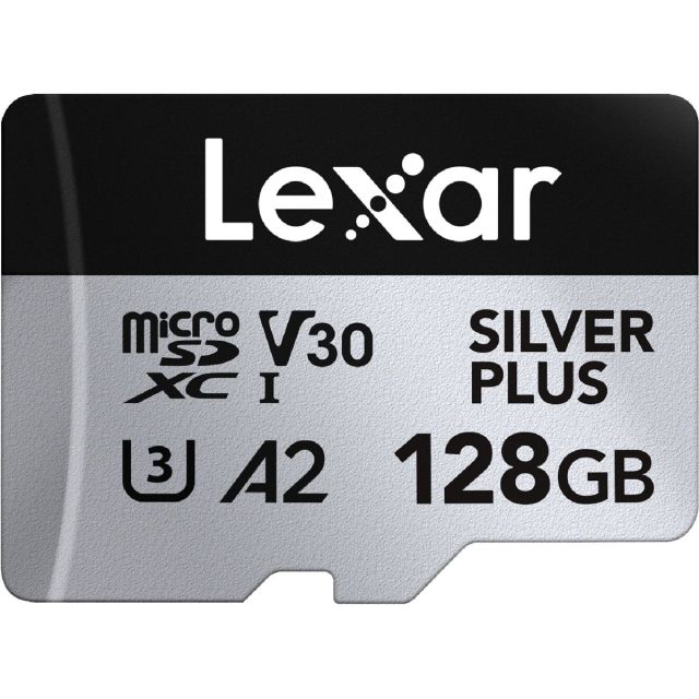 Memoria Lexar Micro 128GB SDXC SILVER PLUS UHS-I U3 V30 A2 205MB/s read, 150MB/s write speed