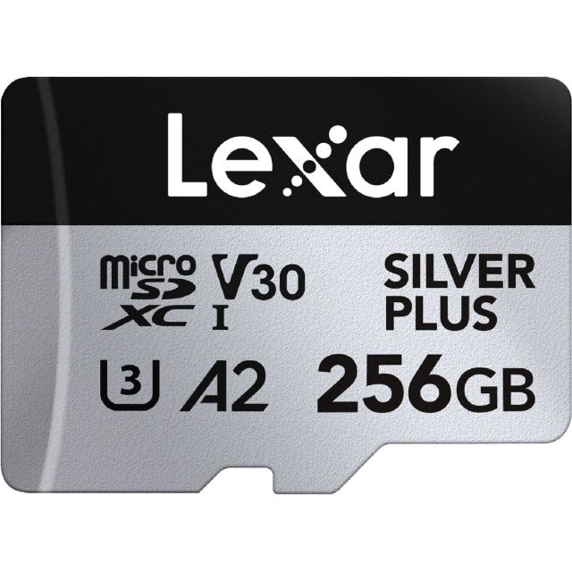 Memoria Lexar Micro 256GB SDXC SILVER PLUS UHS-I U3 V30 A2 205MB/s read, 150MB/s write speed