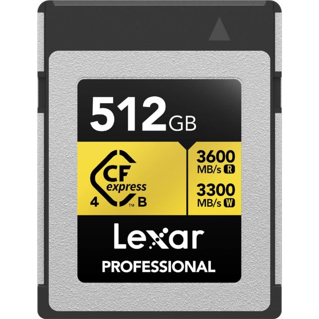 Memoria Lexar 512GB CFexpress Type B 3600 MB/s write 3300 MB/s read Professional Card Gold