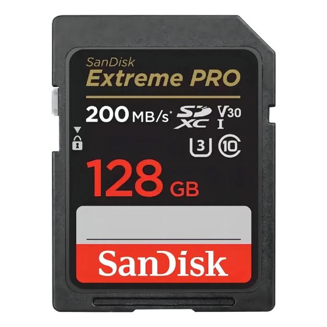 Tarjeta De Memoria SanDisk SD 128GB UHS-I U3 V30 EXTREME PRO 200 MB/s