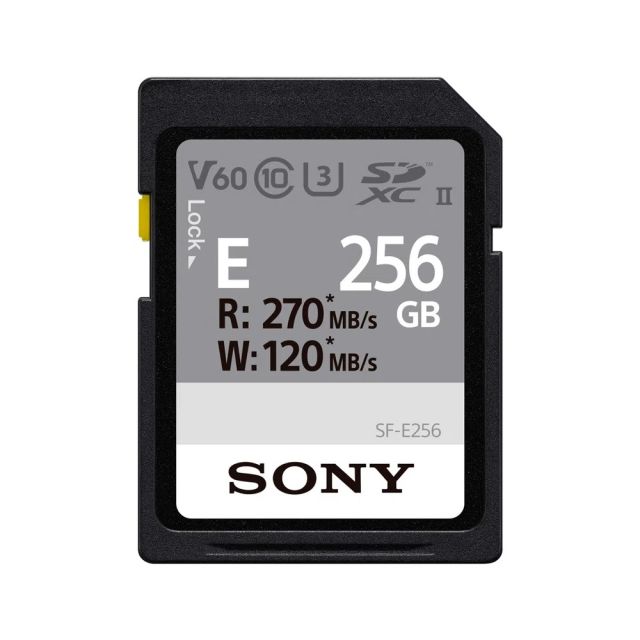  Tarjeta Sony SF-E256GB, V60 C10 SDXC UHS-II Lectura 270MB/s Escritura 120MB/s