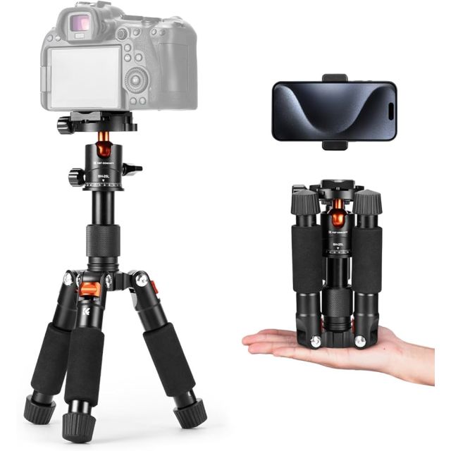 Mini Tripie 360° K&F Concept de escritorio para Cámara y Soporte para Celular (MOD S225A0+BH+25L)