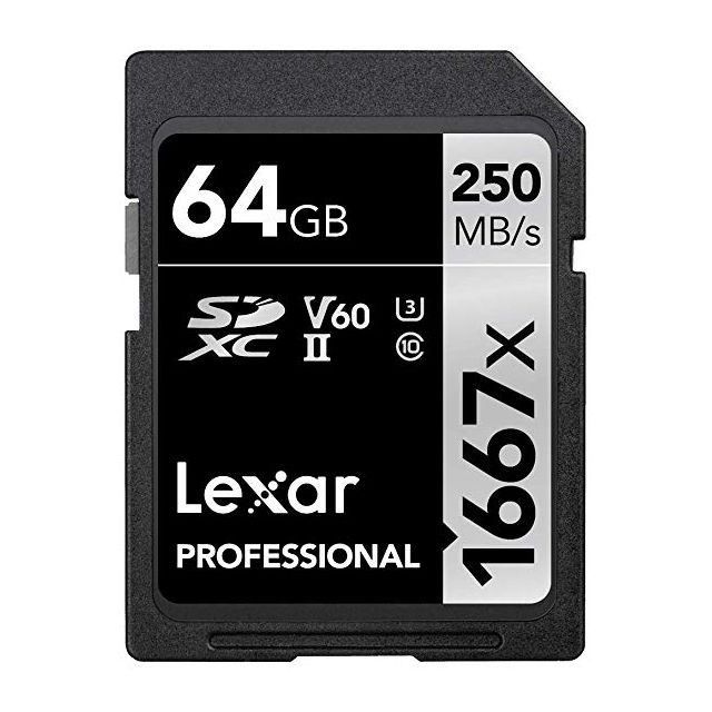 Tarjeta De Memoria Lexar 64GB SDXC UHS-II 1667X V60 U3 Velocidad 250MB/S
