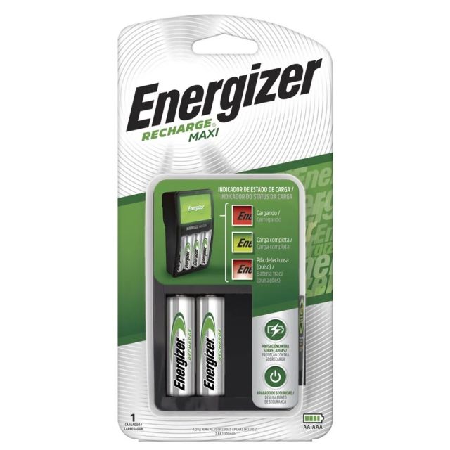 Cargador Energizer Maxi AA AAA con 2 pilas AA 1300 MAH,
