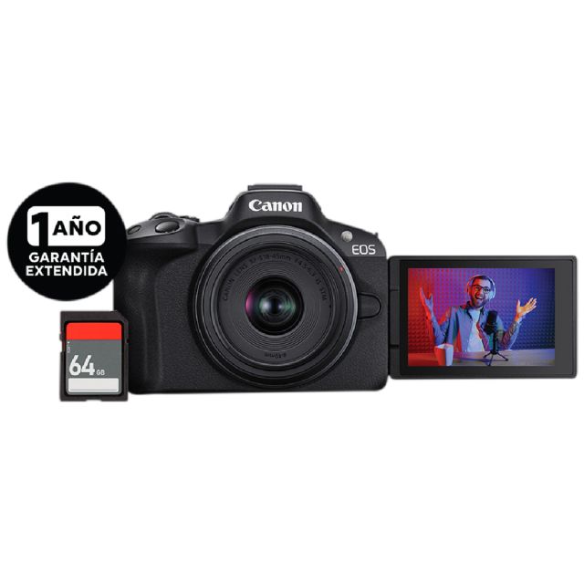 Cámara Canon EOS R50 RF-S 18-45mm F4.5-6.3 IS  STM + Tarjeta + GRT Ext.