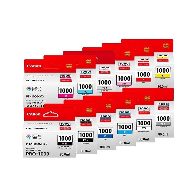 12 TINTAS PFI-1000  LUCIA PRO INK TANK (80ML) FMK