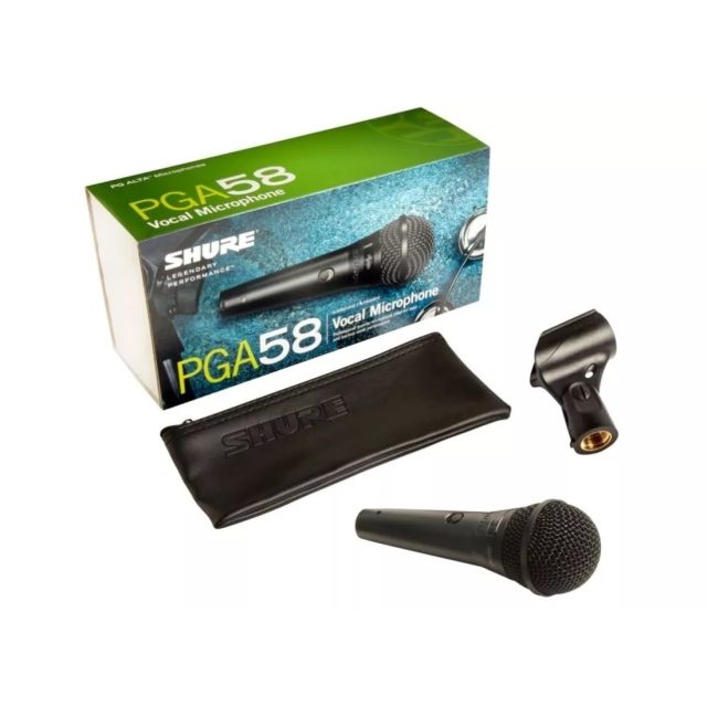 Micrófono Shure PGA58-QTR vocal dinámico cardioide.Con interruptor,ideal cantantes y coros,cable1/4"