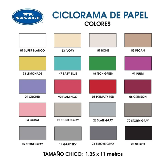 Ciclorama Savage 1.35 X 11mm 4 Pack Fondo De Papel  Colores a Elegir